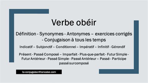 obéir synonyme|obeir imparfait.